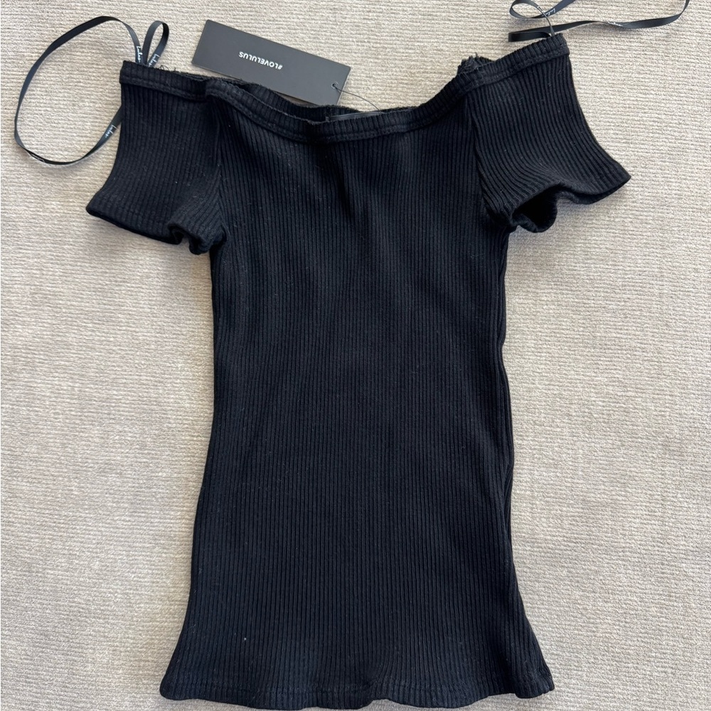 Forever 21 Black Ribbed Off-Shoulder Top